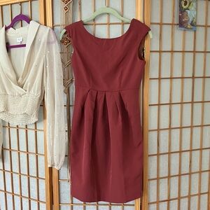 H&M Size 2 Burnt Orange Cap-Sleeved Pleated Front Lined Mini Dress